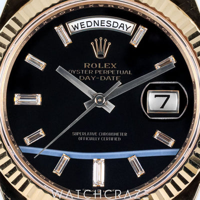 2023 ROLEX DAY-DATE YELLOW GOLD OYNX DIAL DIAMOND MARKERS 40MM 228238 DAYDATE