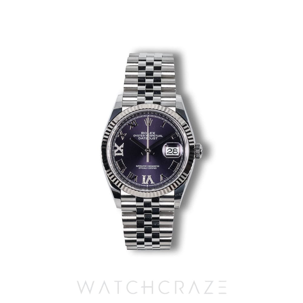 2026 ROLEX DATEJUST PURPLE ROMAN DIAL 36MM 126234