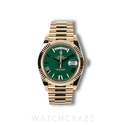 2026 ROLEX DAY-DATE YELLOW GOLD MONEY GREEN DIAL 40MM 228238