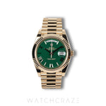 2026 ROLEX DAY-DATE YELLOW GOLD MONEY GREEN DIAL 40MM 228238