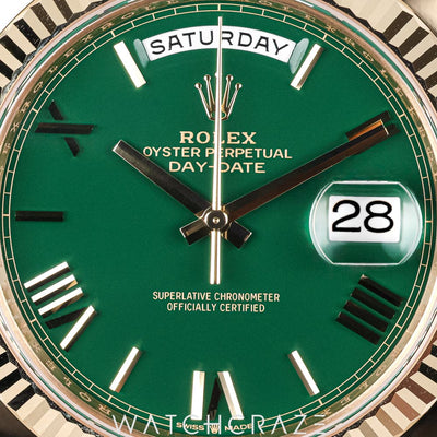2026 ROLEX DAY-DATE YELLOW GOLD MONEY GREEN DIAL 40MM 228238