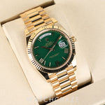 2026 ROLEX DAY-DATE YELLOW GOLD MONEY GREEN DIAL 40MM 228238