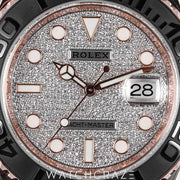2020 ROLEX YACHTMASTER ROSE GOLD PAVE DIAMOND DIAL OYSTERFLEX 40MM 126655