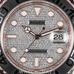 2020 ROLEX YACHTMASTER ROSE GOLD PAVE DIAMOND DIAL OYSTERFLEX 40MM 126655