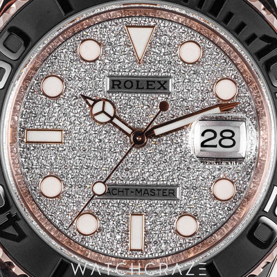 2020 ROLEX YACHTMASTER ROSE GOLD PAVE DIAMOND DIAL OYSTERFLEX 40MM 126655