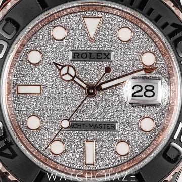 2023 ROLEX YACHTMASTER ROSE GOLD PAVE DIAMOND DIAL 40MM 126655