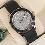 2020 ROLEX YACHTMASTER ROSE GOLD PAVE DIAMOND DIAL OYSTERFLEX 40MM 126655