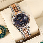 2020 ROLEX LADIES DATEJUST TWO TONE ROSE GOLD AND STEEL DIAMONDS BEZEL PURPLE DIAL 31MM 278341RBR