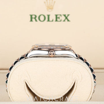 2020 ROLEX LADIES DATEJUST TWO TONE ROSE GOLD AND STEEL DIAMONDS BEZEL PURPLE DIAL 31MM 278341RBR
