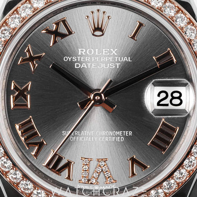 2023 ROLEX DATEJUST TWO TONE ROSE GOLD STEEL DIAMOND BEZEL 31MM 278381RBR