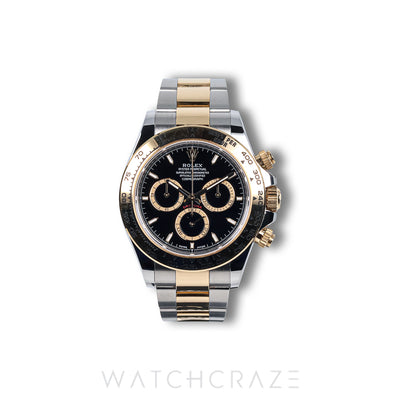 2025 ROLEX DAYTONA COSMOGRAPH TWO TONE YELLOW GOLD AND STEEL BLACK DIAL 40MM 126503