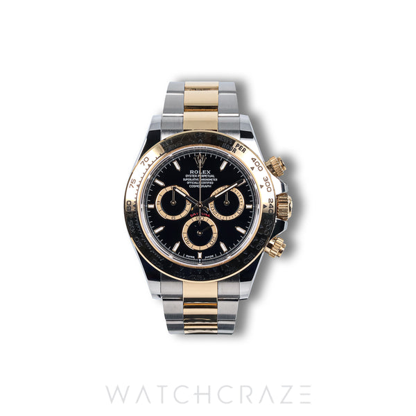 2025 ROLEX DAYTONA COSMOGRAPH TWO TONE YELLOW GOLD AND STEEL BLACK DIAL 40MM 126503