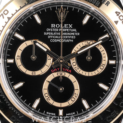 2025 ROLEX DAYTONA COSMOGRAPH TWO TONE YELLOW GOLD AND STEEL BLACK DIAL 40MM 126503