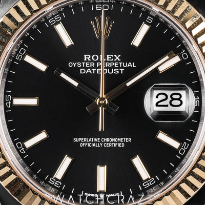 2025 ROLEX DATEJUST TWO TONE YELLOW GOLD AND STEEL WITH BLACK DIAL 41MM 126333
