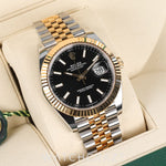 2025 ROLEX DATEJUST TWO TONE YELLOW GOLD AND STEEL WITH BLACK DIAL 41MM 126333