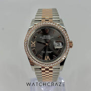 2023 ROLEX DATEJUST 36MM ROSE GOLD JUBILEE BRACELET FACTORY DIAMOND BEZEL 126281RBR