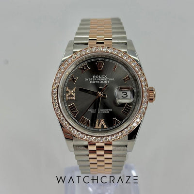 2023 ROLEX DATEJUST 36MM ROSE GOLD JUBILEE BRACELET FACTORY DIAMOND BEZEL 126281RBR