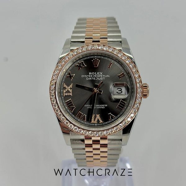 2023 ROLEX DATEJUST 36MM ROSE GOLD JUBILEE BRACELET FACTORY DIAMOND BEZEL 126281RBR