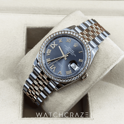 2023 ROLEX DATEJUST 36MM ROSE GOLD JUBILEE BRACELET FACTORY DIAMOND BEZEL 126281RBR