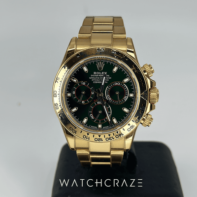 2023 ROLEX DAYTONA ‘JOHN MAYER’ YELLOW GOLD GREEN DIAL AFTERMARKET RX8 STICKERS 116508