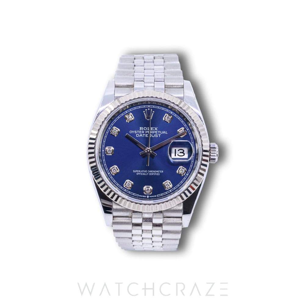 2020 ROLEX DATE-JUST BLUE DIAMOND MARKERS 36MM 126234