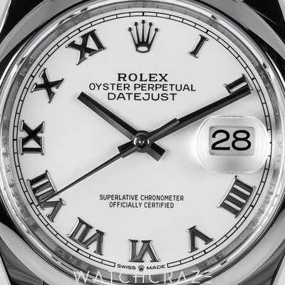 2025 ROLEX DATEJUST WHITE ROMAN DIAL 36MM 126200