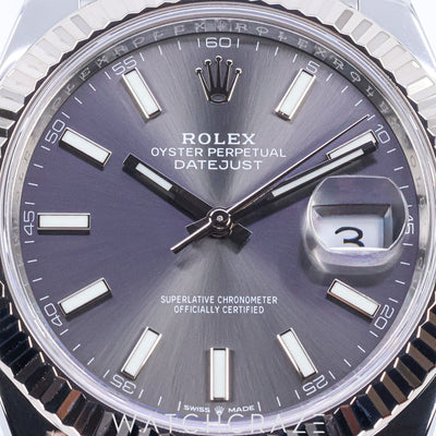 2021 ROLEX DATEJUST RHODIUM DIAL 41MM 126334