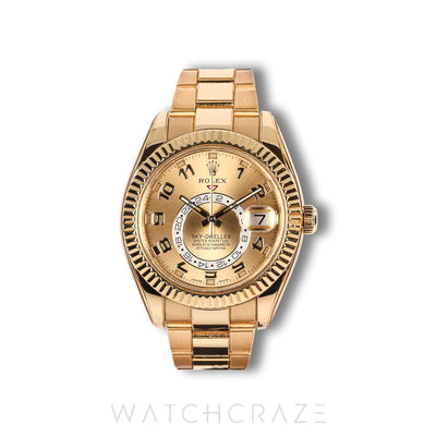 2018 ROLEX SKY-DWELLER YELLOW GOLD CHAMPAGNE DIAL 42MM 326938
