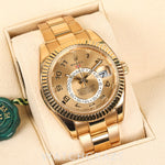 2018 ROLEX SKY-DWELLER YELLOW GOLD CHAMPAGNE DIAL 42MM 326938