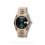 2026 ROLEX DAY-DATE YELLOW GOLD GREEN ROMAN DIAL 36MM 128238