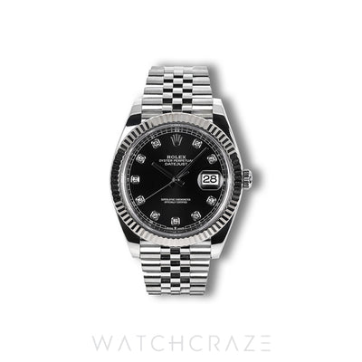 2023 ROLEX DATEJUST DIAMOND MARKER BLACK DIAL JUBILEE 41MM 126334