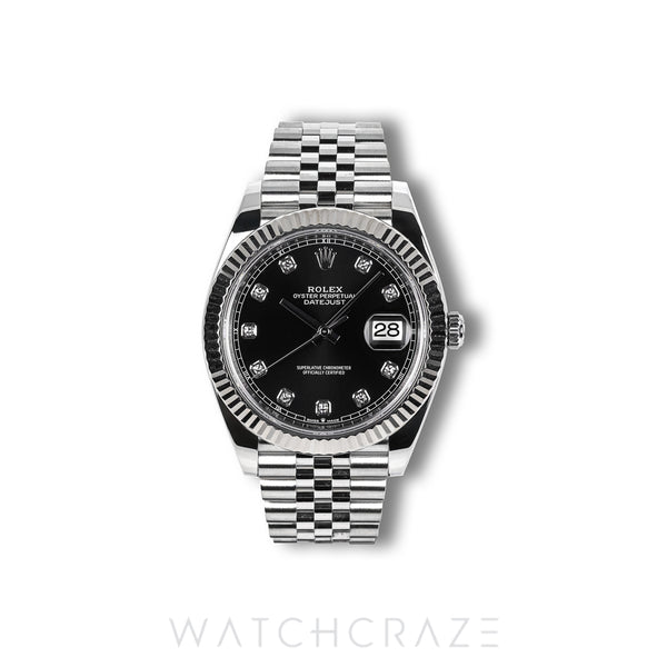 2023 ROLEX DATEJUST DIAMOND MARKER BLACK DIAL JUBILEE 41MM 126334
