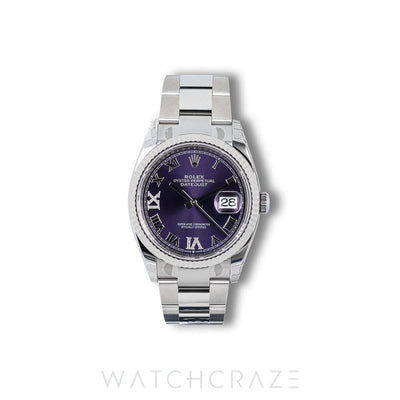 2025 ROLEX DATEJUST PURPLE ROMAN DIAL 36MM 126234
