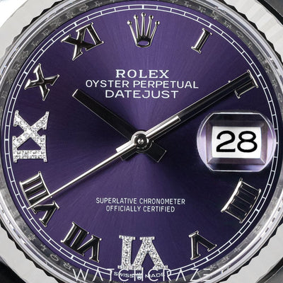 2025 ROLEX DATEJUST PURPLE ROMAN DIAL 36MM 126234