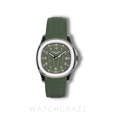 2025 PATEK PHILIPPE AQUANAUT WHITE GOLD GREEN DIAL 42MM 5168G-010