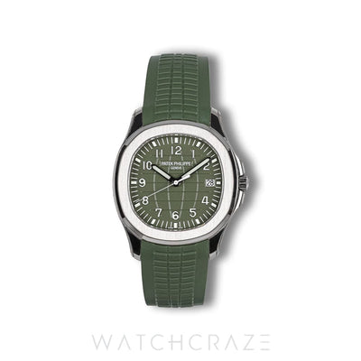 2025 PATEK PHILIPPE AQUANAUT WHITE GOLD GREEN DIAL 42MM 5168G-010