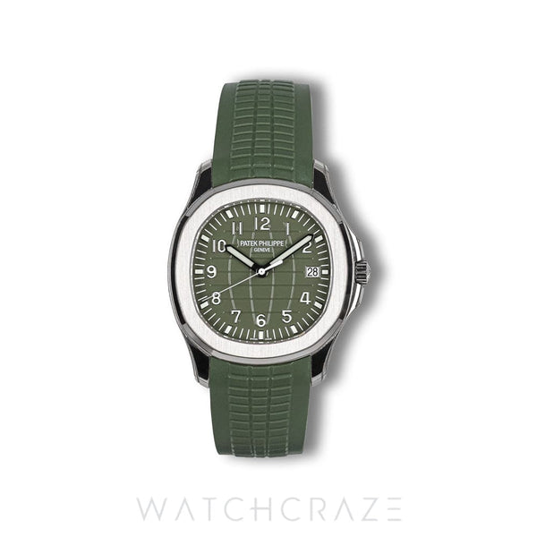 2025 PATEK PHILIPPE AQUANAUT WHITE GOLD GREEN DIAL 42MM 5168G-010