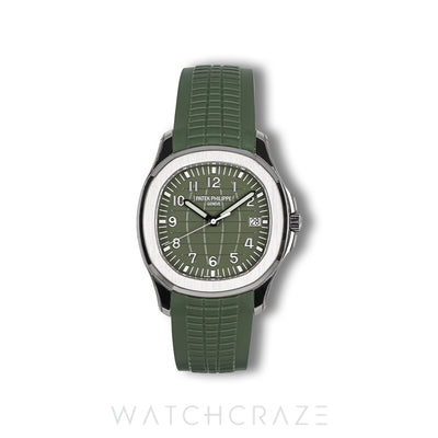 2025 PATEK PHILIPPE AQUANAUT WHITE GOLD GREEN DIAL 42MM 5168G-010