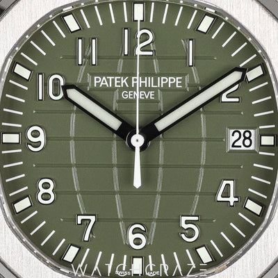 2025 PATEK PHILIPPE AQUANAUT WHITE GOLD GREEN DIAL 42MM 5168G-010