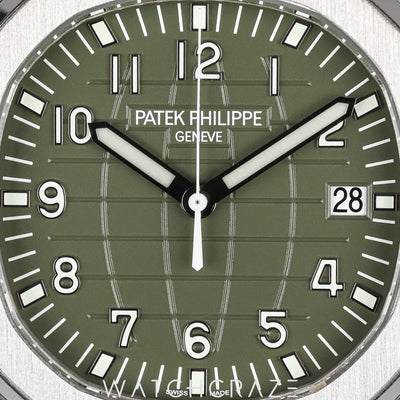 2025 PATEK PHILIPPE AQUANAUT WHITE GOLD GREEN DIAL 42MM 5168G-010