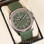 2025 PATEK PHILIPPE AQUANAUT WHITE GOLD GREEN DIAL 42MM 5168G-010