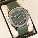 2025 PATEK PHILIPPE AQUANAUT WHITE GOLD GREEN DIAL 42MM 5168G-010