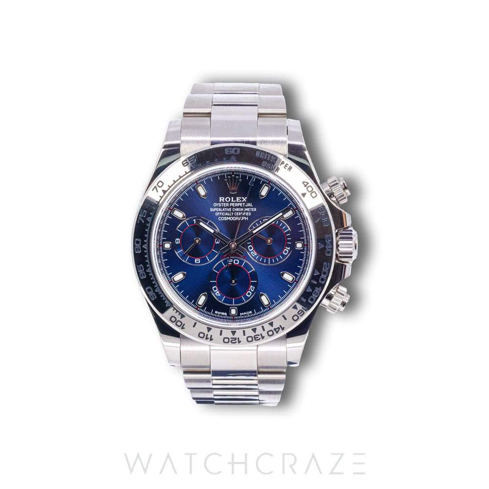 2018 ROLEX DAYTONA COSMOGRAPH WHITE GOLD BLUE DIAL 40MM 116509