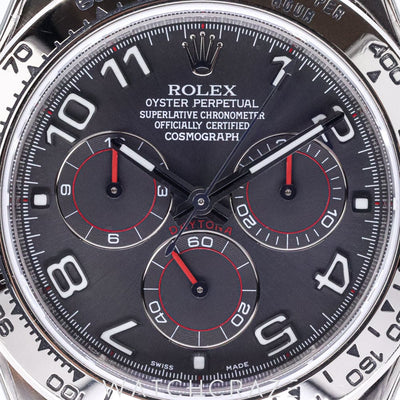2010 ROLEX DAYTONA COSMOGRAPH WHITE GOLD SLATE RACING DIAL 40MM 116509