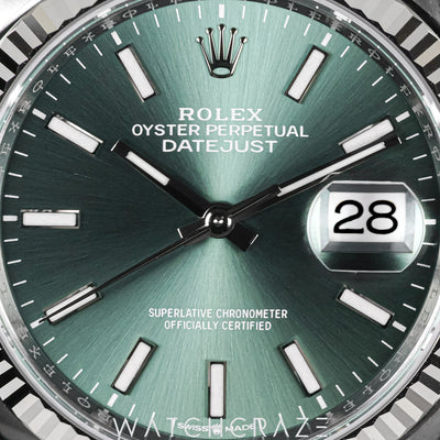 2026 ROLEX DATEJUST MINT GREEN DIAL 36MM JUBILEE 126234