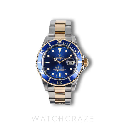 ROLEX SUBMARINER TWO TONE YELLOW GOLD AND STEEL BLUE DIAL "BLUESY" 40MM 11613LB