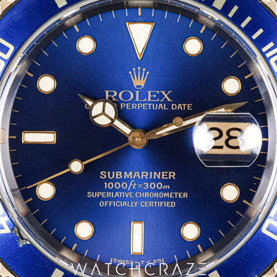 ROLEX SUBMARINER TWO TONE YELLOW GOLD AND STEEL BLUE DIAL "BLUESY" 40MM 11613LB