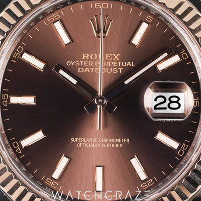 2022 ROLEX DATEJUST TWO TONE ROSE GOLD AND STEEL CHOCOLATE DIAL 41MM 126331