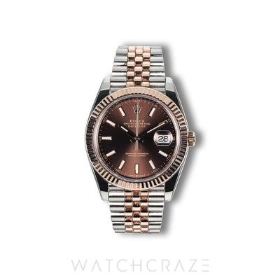 2022 ROLEX DATEJUST TWO TONE ROSE GOLD AND STEEL CHOCOLATE DIAL 41MM 126331