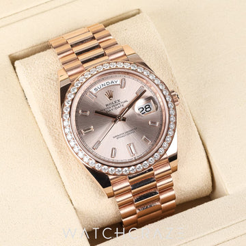 2025 ROLEX DAY-DATE ROSE GOLD SUNDUST DIAL 40MM 228345RBR